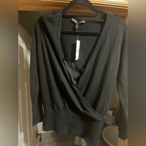 White House Black Market wrap sweater with attached cami, size L.